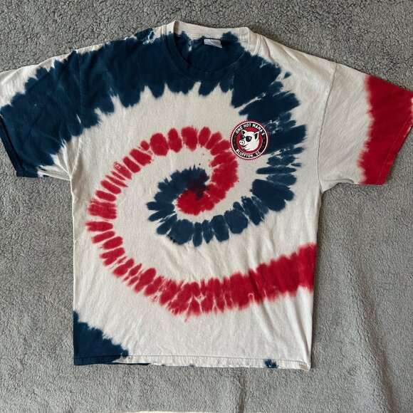 One Hot Mama's Bluffton SC Tie-Dye T-Shirt Our Butts Are Back Pig Graphic Port & - Picture 2 of 13